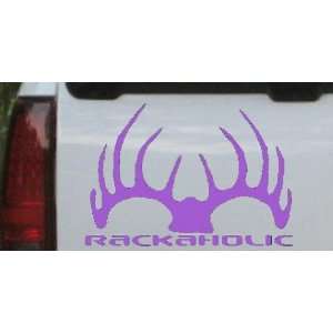 Purple 4in X 3.5in    Rackaholic Hunting And Fishing Car Window Wall 