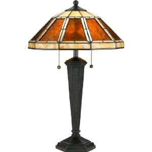  Austin 24 1/2 Inch 2 Light Table Lamp with Mica and Tiffany Glass 