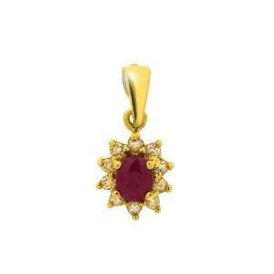  9ct Yellow Gold Ruby & Diamond Pendant Jewelry