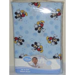    Disney Baby Mickey up to Bat Fitted Crib Sheet   Blue Baby