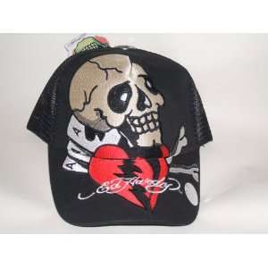    Ed Hardy Trucker Hat Black Skull with Broken Heart 