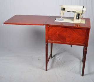   Kenmore Sewing Machine w Books & Attachments in Wood Cabinet  