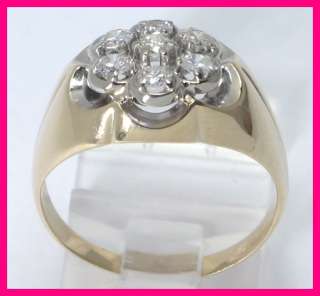Mens 10ky Gold Round Diamond Cluster Pinky Ring .49 ct  