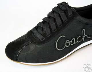 COACH Devin 12CM Signature C Suede Black / Black Womens Sneakers Shoes 