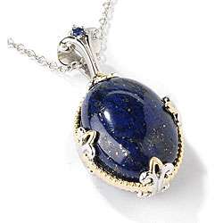 Michael Valitutti Silver Lapis and Sapphire Necklace  