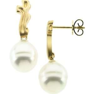  11MM Baroque White Pearl Earrings  18K GEMaffair 