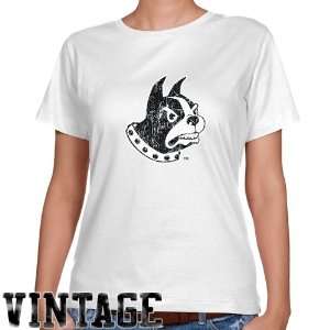 NCAA Wofford Terriers Ladies White Distressed Logo Vintage Classic Fit 