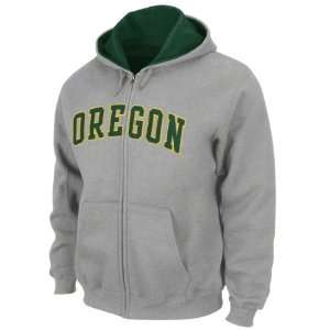  Oregon Ducks Grey Tackle Twill Full Zip Hooded Sweatshirt 