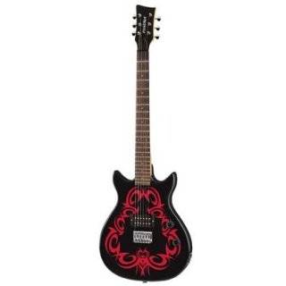 First Act ME455 Designer Electric Guitar,Black with Red Accent Tribal 