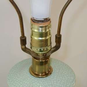   Green Crackle Glaze table lamp by designer lighting firm Paul Hanson