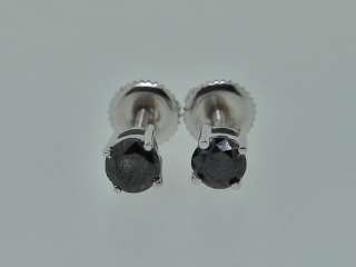 SOLITAIRE BLACK DIAMOND STUD EARRINGS 5 DIFFERENT SIZES  