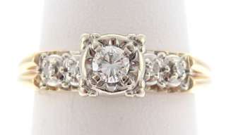 Estate Genuine Diamonds Solid 14k Gold Wedding Ring  