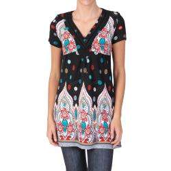 Journee Collection Womens Brushed Knit Short Sleeve Tunic   