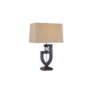  Ambience 10050 0 1 Light Table Lamp in Dark Brown Wood 
