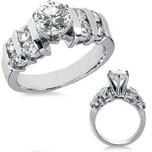  1.92 Ct.Diamond Engagement Ring with Round Side Stones 
