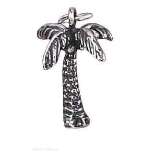   Sterling Silver 3D Tropical Or Oasis Palm Tree Charm Jewelry