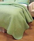 New Sage Green Twin Dotted Pastel Cotton Bed / Bedding Quilt w/ 1 Sham