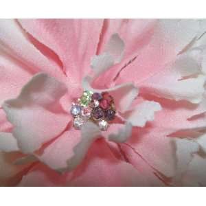 NEW Large Pink and White Carnation with Spring Crystal Center Hair 