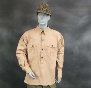German WWII DAK Light Brown Field Shirt  L US 42 44  