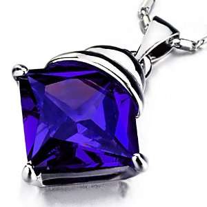   December Birthstone Square Crystal Pendant Necklace Pugster Jewelry