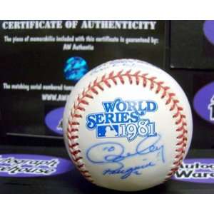  Ron Cey Autographed Baseball   with  Penguin Inscription 