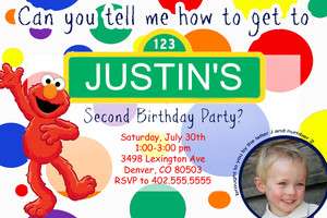 Custom Sesame Street & Elmo Birthday Invitations  