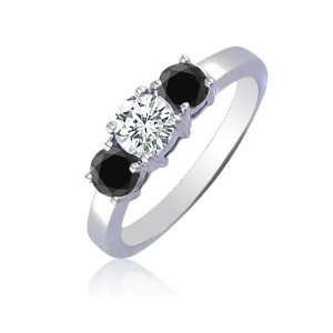  Diamonds (SI Clarity,G H Color) with Natural Treated Black Diamonds 