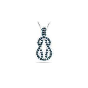  0.56 Cts Blue Diamond Love Knot Pendant in 14K White Gold 