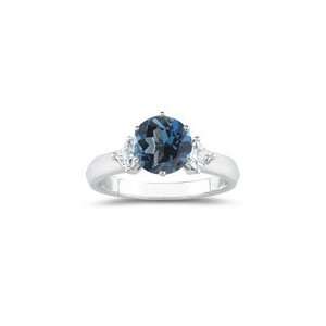  0.40 Cts Diamond & 1.75 Cts London Blue Topaz Ring in 18K 
