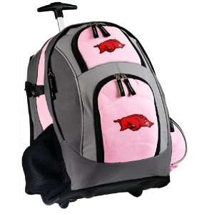  University of Arkansas Rolling Backpack Deluxe Pink Arkansas 