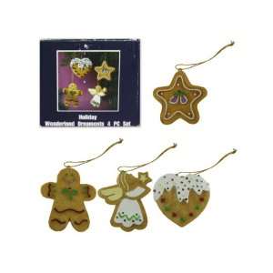 Bulk Pack of 24   4 pack ceramic cookie look holiday ornaments (Each 