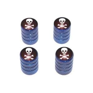  Skull and Crossbones   Tire Rim Valve Stem Caps   Blue 