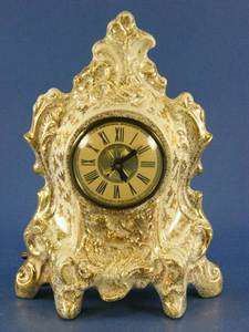 Vintage Le Mieux China 22Kt Gold Decorated Mantle Clock  
