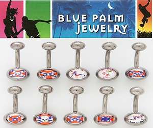 10   Rebel Southern Logo Belly Button Rings Navel BY26  
