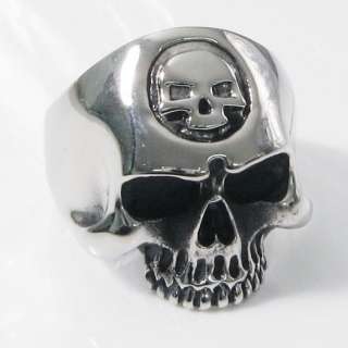Supersized Stainless Steel Biker Ring Skull Head 14b  