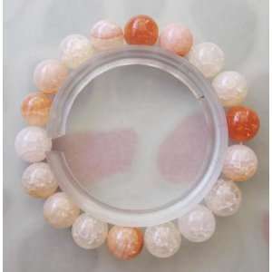 Dragon Skin Agate Gem Sphere Beads Elastic Bracelet 