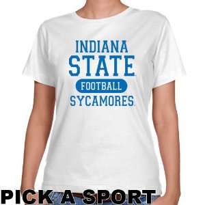 Indiana State Sycamores Ladies White Custom Sport Classic Fit T shirt 