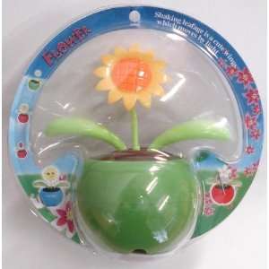   Sunflower Green Vase Solar Powered Bobble Head Plant 
