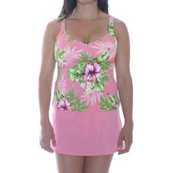 Jantzen Womens Pink Tropical Print Skirtini Swimsuit  
