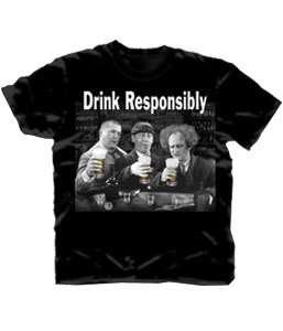 THE THREE STOOGES DRINK RESPONSIBLY T SHIRT NEW   