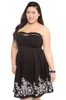  Torrid Plus Size Black and White Embroidered Tube Dress Clothing