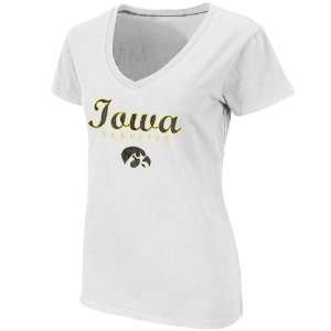 Iowa Hawkeyes Ladies Coast V Neck T Shirt   White