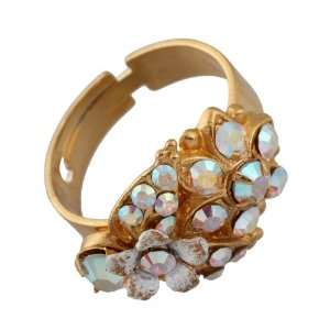  Michal Negrin Ring with One Hand Painted Flower and White 