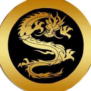  Oriental Gold Dragon Round Sticker 