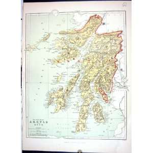  Hughes Keane Antique Map Scotland 1886 Argyll Bute Arran 