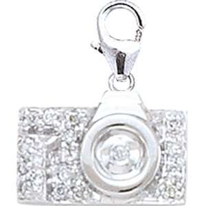  14K White Gold Diamond Camera Charm Jewelry