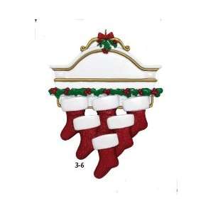  8159 White Mantle with 6 Stockings Personalized Christmas 