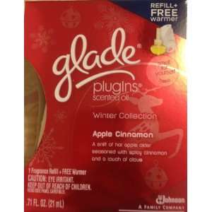 Glade Plugins Scented Oil Refill & Free Warmer, Apple Cinnamon (Pack 