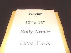Kevlar Soft Body Armor Insert   10 x 13 Kevlar Bulletproof Vest 