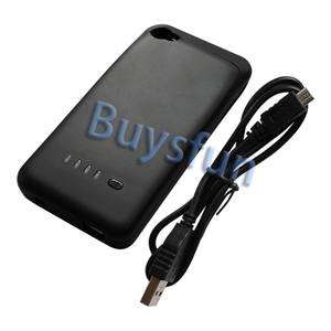 Black 2100mAh Emergency Extended Backup Battery Case Cover for iPhone 